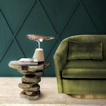 A velvet green modern chair is everyhing you need to fierce up your home decor treats. EARTH armchair is an young and modern designed piece that is matching to perfection LATZA Sidetable. Both, are genuinely inspiring a natural and modern atmosphere for t